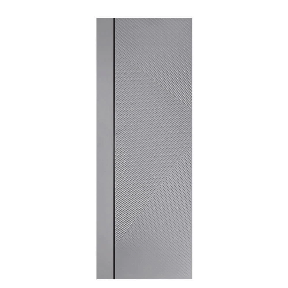 Дверь межкомнатная глухая 2000х600мм F4 ПВХ Серый софт/черный молдинг