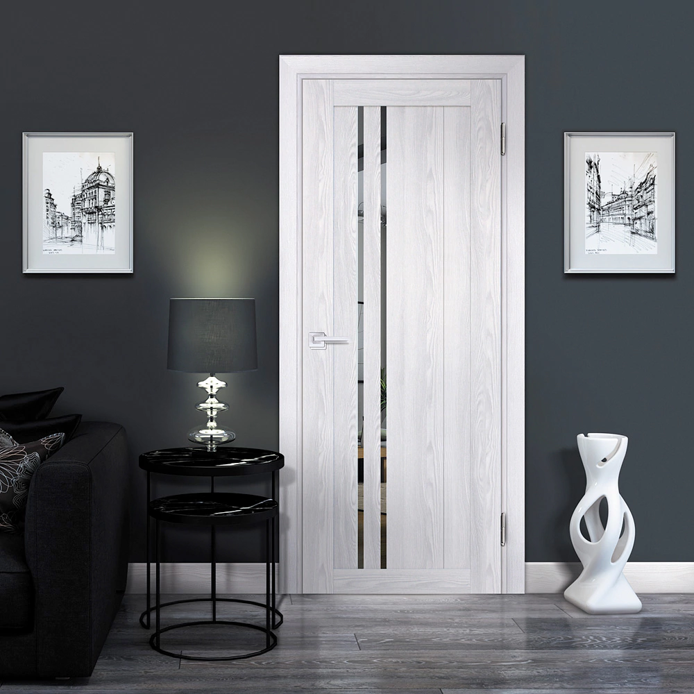 Дверь межкомнатная остекленная ПВХ 2000х800 мм PSK-10 ривьера айс/зеркало