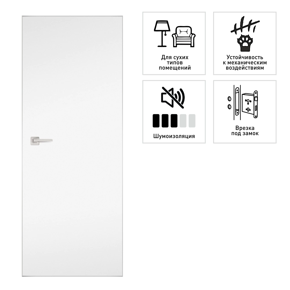Дверь межкомнатная глухая 2000х700 мм PX-0 INVISIBLE под покраску