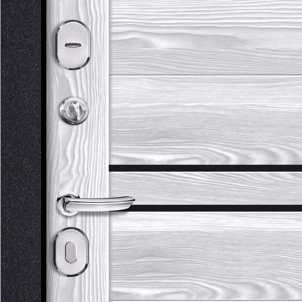 Дверь входная металлическая Тепла-2 Букле черный/Ривьера Айс 2050х860х90 мм левая