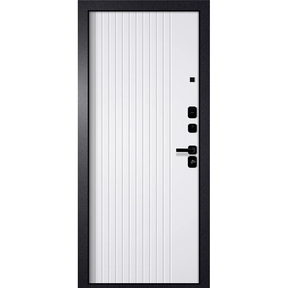 Дверь входная металлическая Тепла-4 Букле черный/Эмалит белый 2050х960х90 мм правая