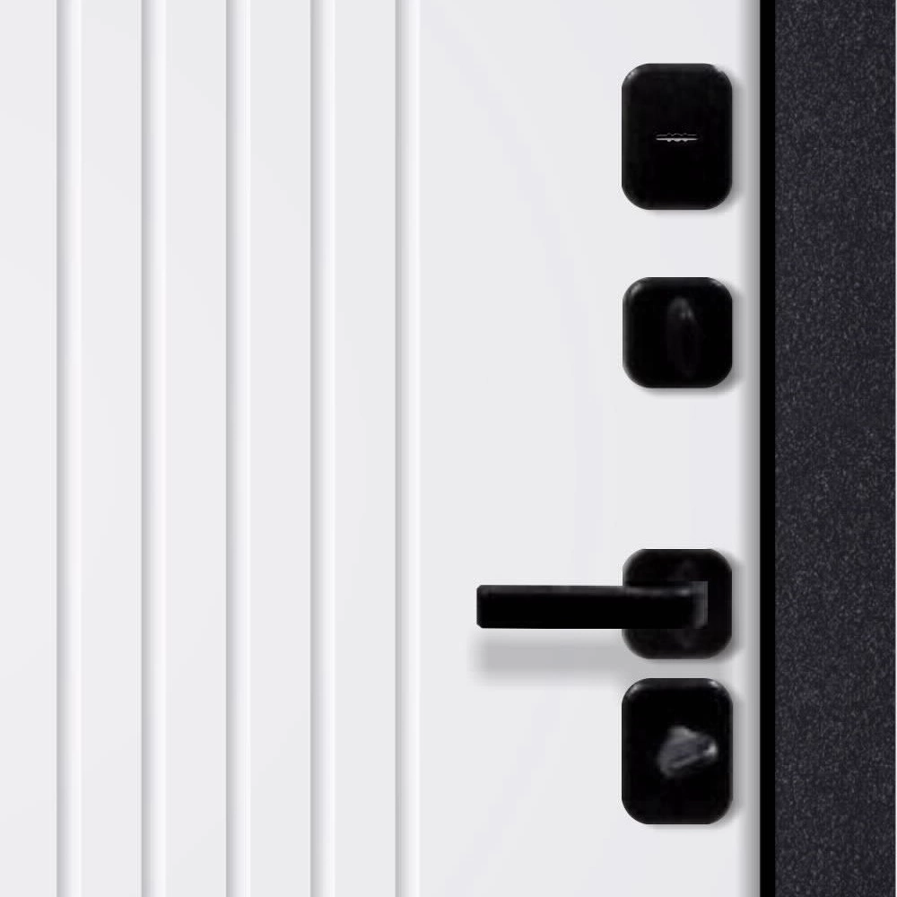 Дверь входная металлическая Тепла-4 Букле черный/Эмалит белый 2050х960х90 мм правая