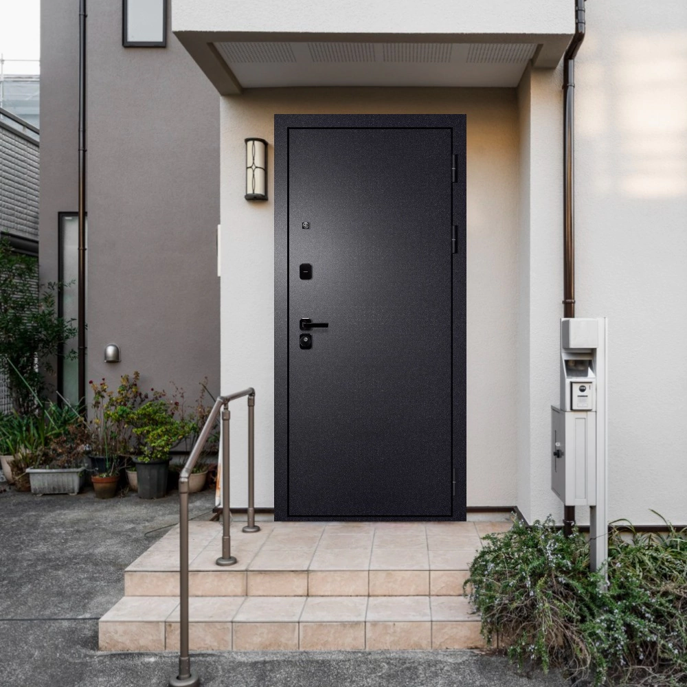 Дверь входная металлическая Тепла-4 Букле черный/Эмалит белый 2050х960х90 мм правая