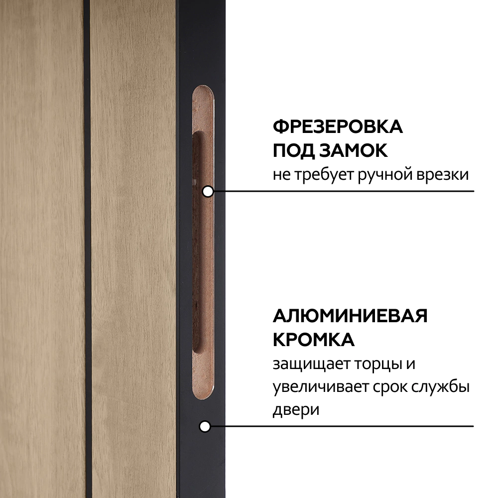 Дверь межкомнатная глухая 60х200 см Платинум Страйп ПВХ Светлое дерево