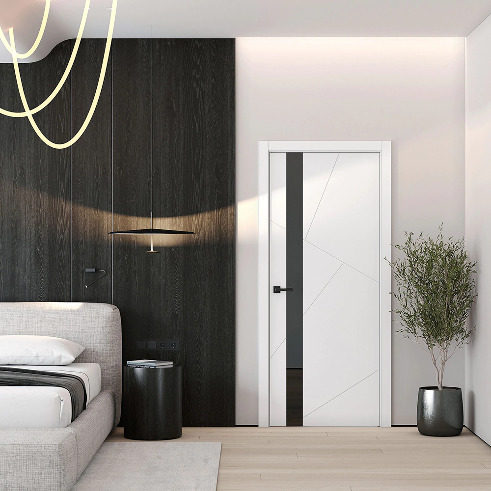 Дверь межкомнатная 2000х800 мм остекленная эмаль белая Линея