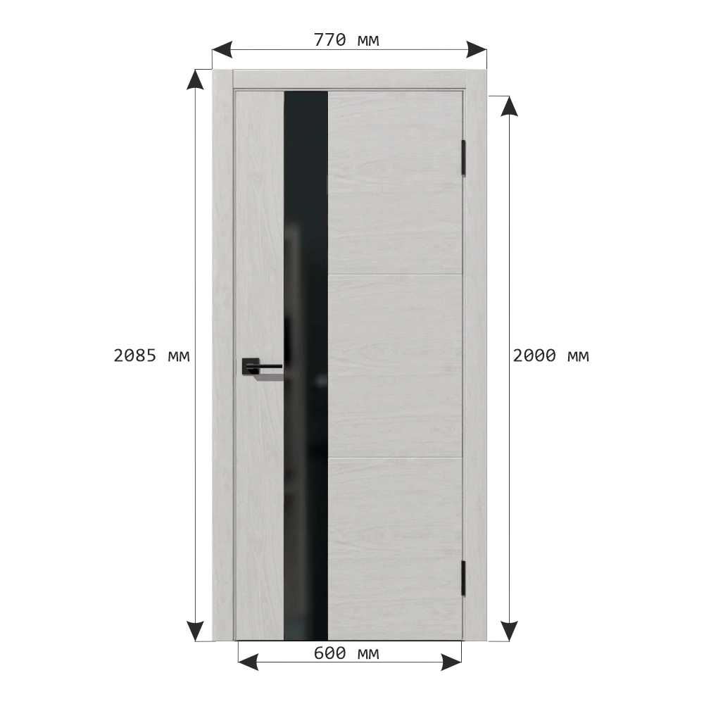 Дверь межкомнатная 2000х600 мм остекленная Атлант ПВХ Ясень снежный