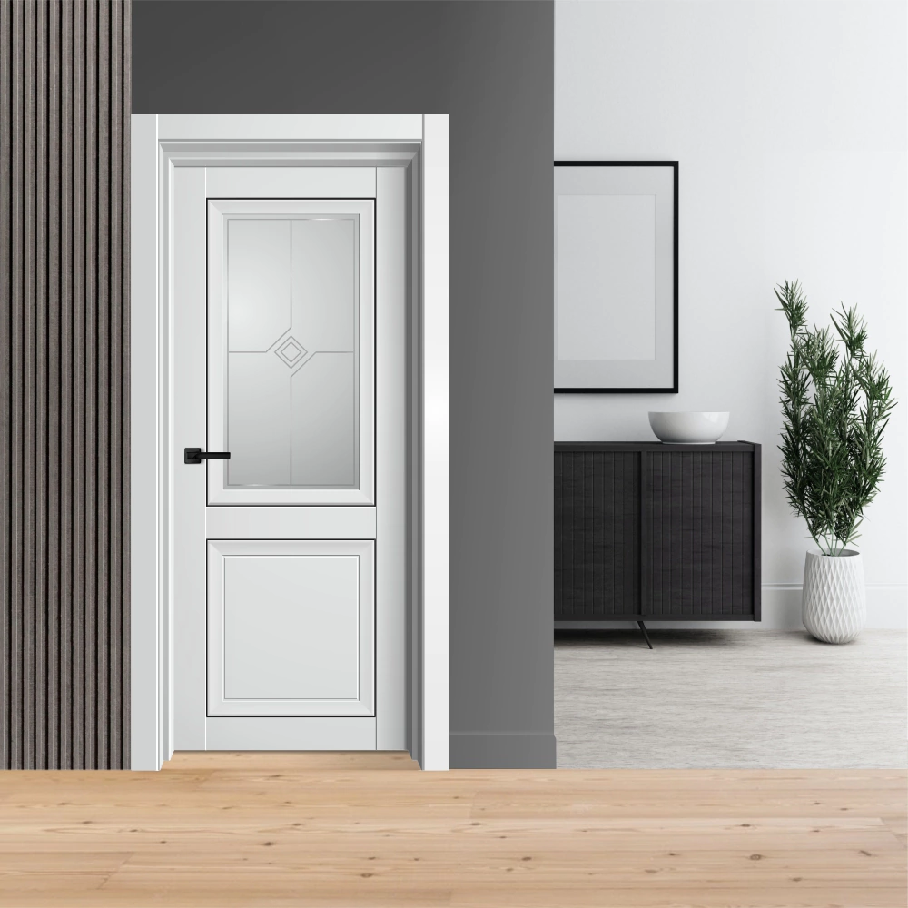 Дверь межкомнатная остекленная 2000х800 мм Севилья белый бархат