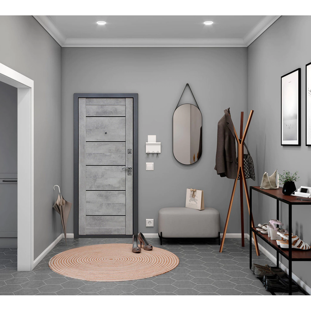 Дверь входная металлическая Доминанта серебро/бетон серый 2050х960х60 мм левая