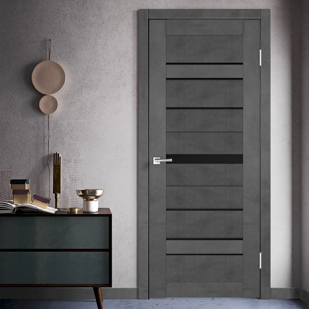 Дверь межкомнатная остекленная 2000х600 мм Master Foil CITY 1 бетон темно-серый