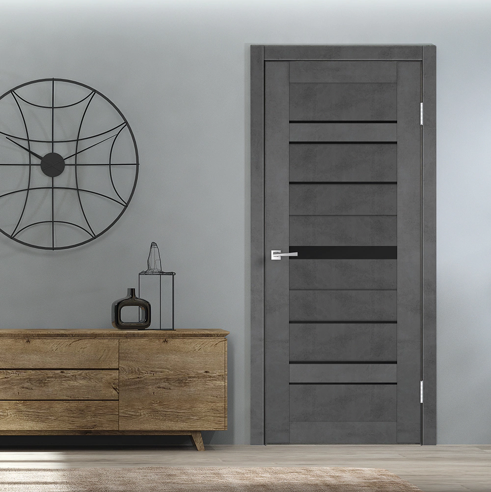 Дверь межкомнатная остекленная 2000х600 мм Master Foil CITY 1 бетон темно-серый