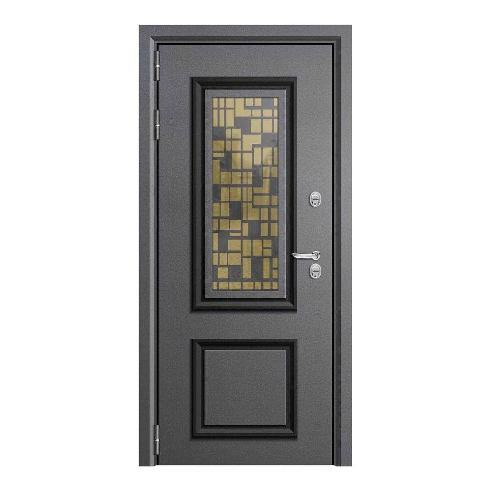 Дверь входная металлическая Плата серый муар/белое дерево 2050х960х103 мм левая