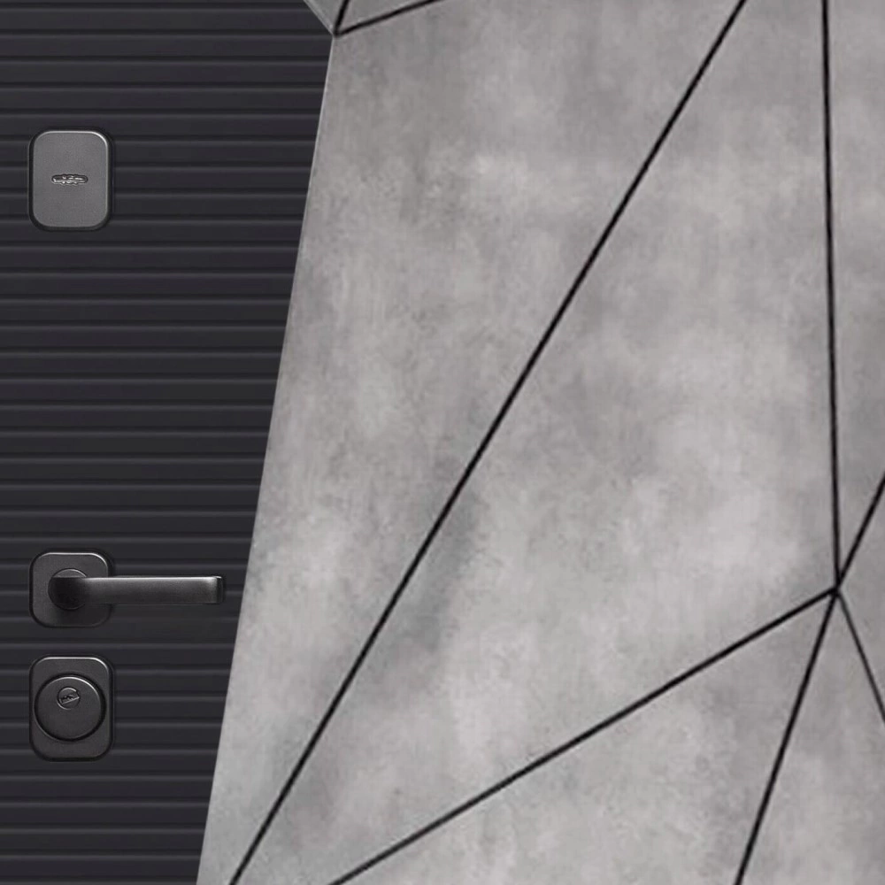 Дверь входная металлическая 2050х860х104 мм левая Геометрия Бетон/Зеркало