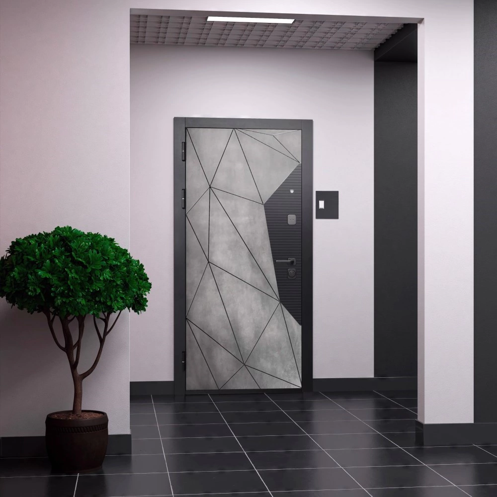 Дверь входная металлическая 2050х860х104 мм левая Геометрия Бетон/Зеркало