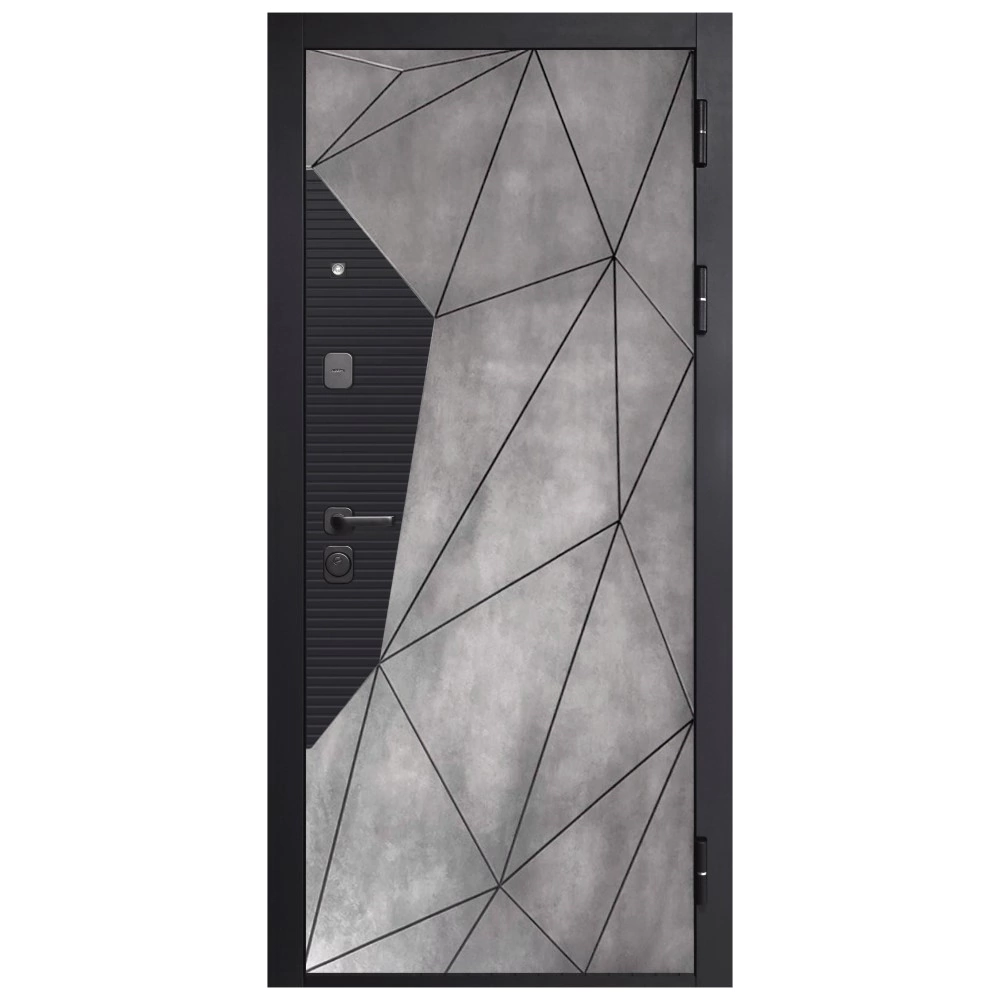 Дверь входная металлическая 2050х860х104 мм правая Геометрия Бетон/Зеркало
