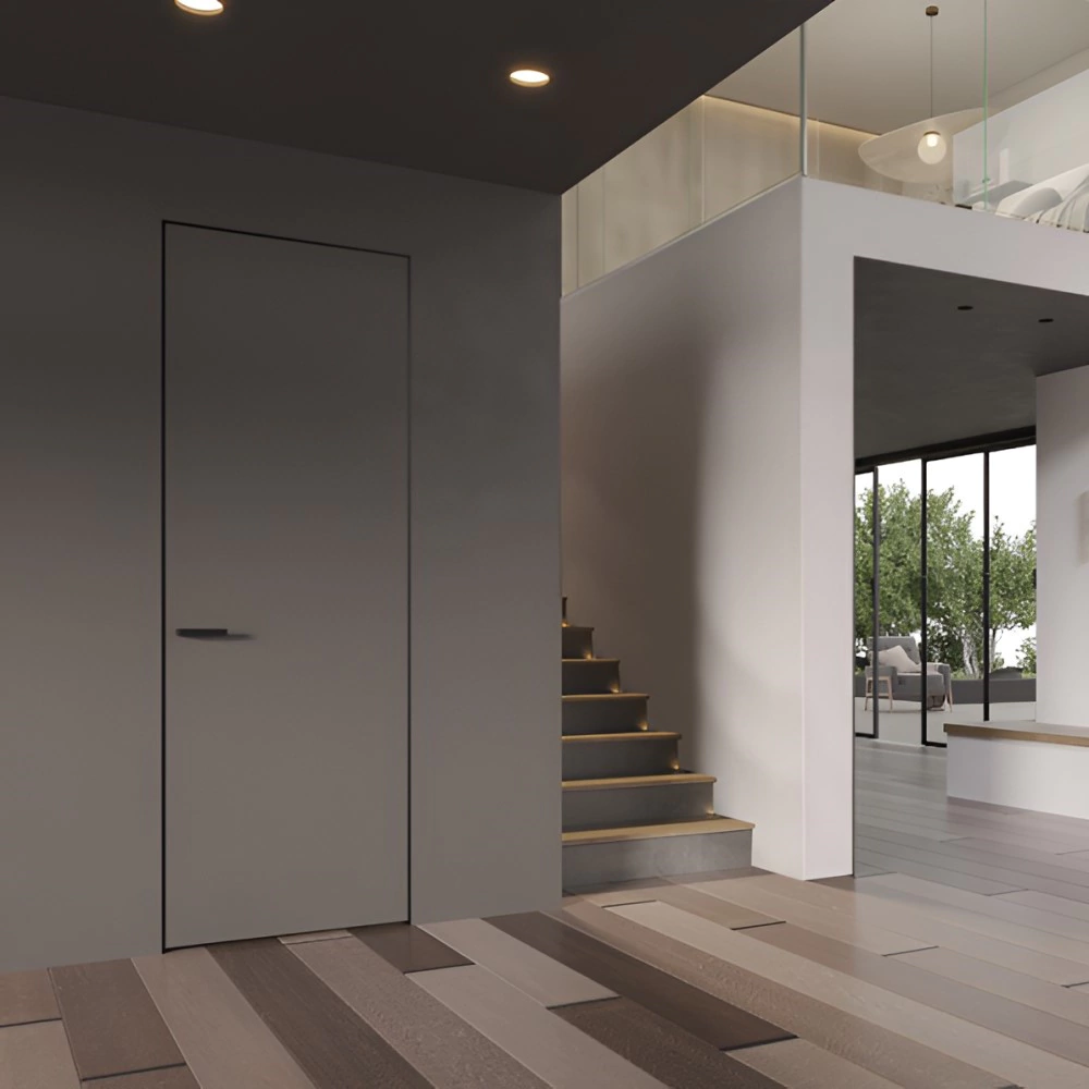 Дверь межкомнатная глухая под покраску с алюминиевой кромкой 2000х800 мм Инвизибл