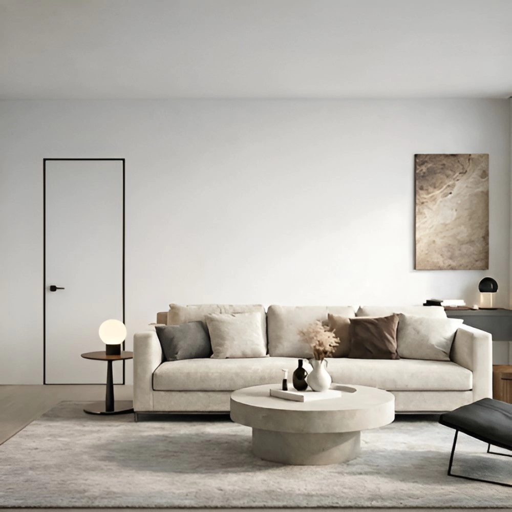 Дверь межкомнатная глухая под покраску с алюминиевой кромкой правая 2000х700 мм Инвизибл Реверс