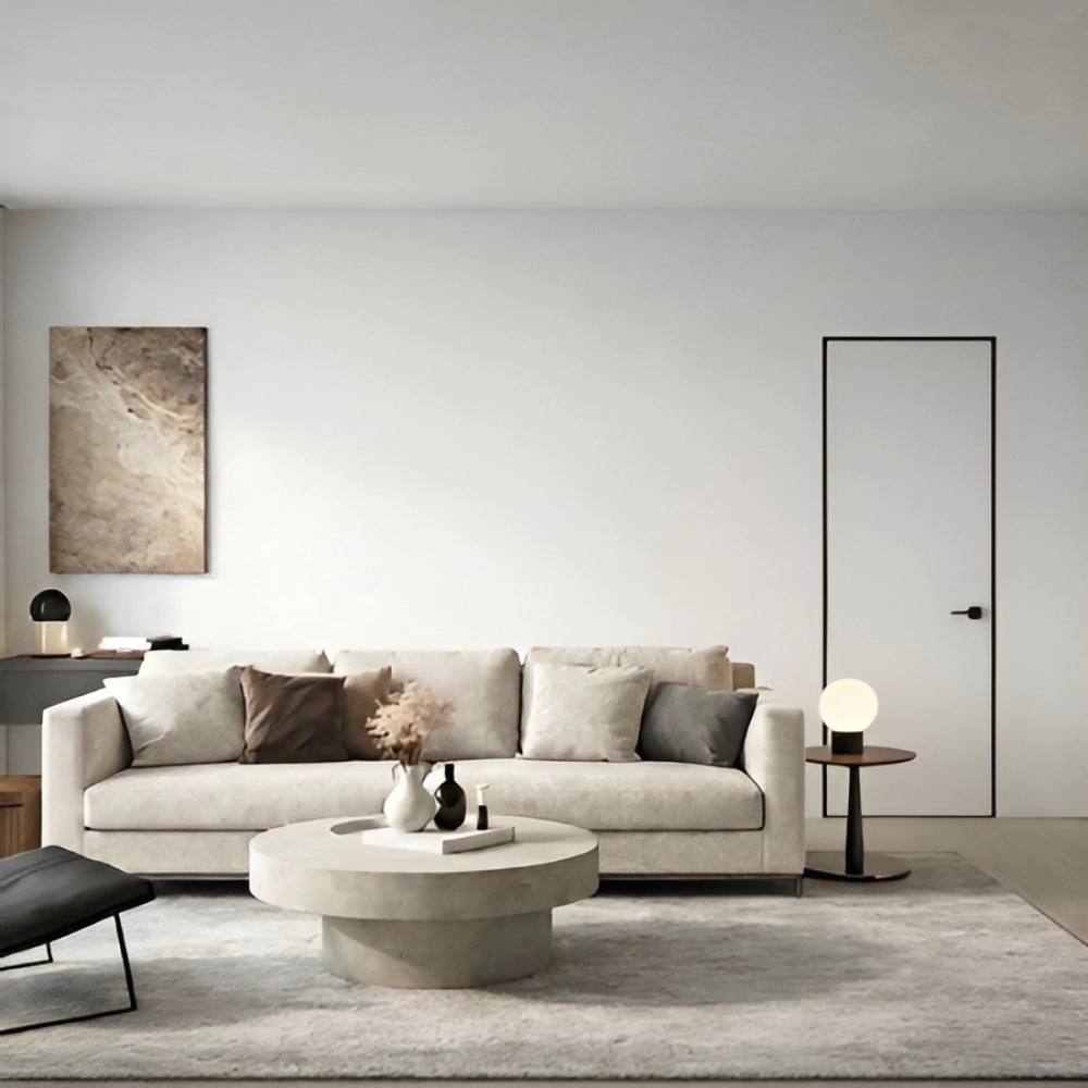 Дверь межкомнатная глухая под покраску с алюминиевой кромкой левая 2000х700 мм Инвизибл Реверс