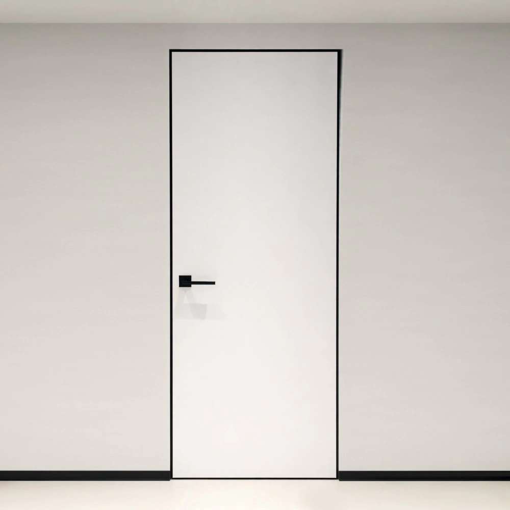 Дверь межкомнатная глухая под покраску с алюминиевой кромкой правая 2000х800 мм Инвизибл Реверс