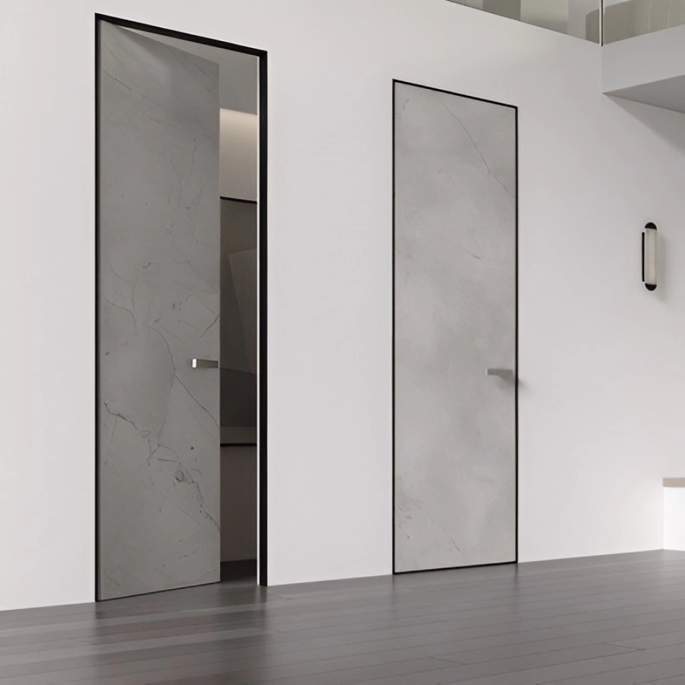 Дверь межкомнатная глухая под покраску с алюминиевой кромкой левая 2000х800 мм Инвизибл Реверс