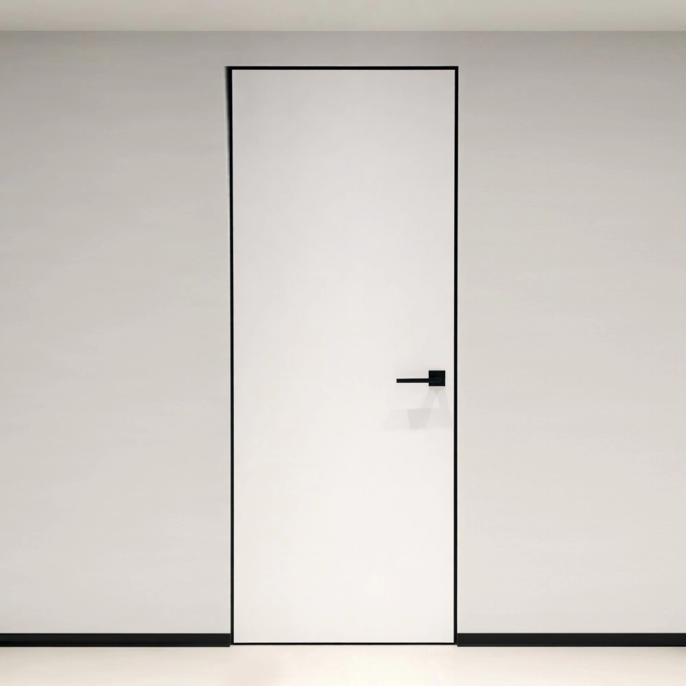 Дверь межкомнатная глухая под покраску с алюминиевой кромкой левая 2000х800 мм Инвизибл Реверс