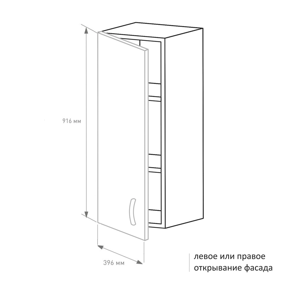 Корпус верхнего шкафа Ш40 см 920х400х350 мм белый
