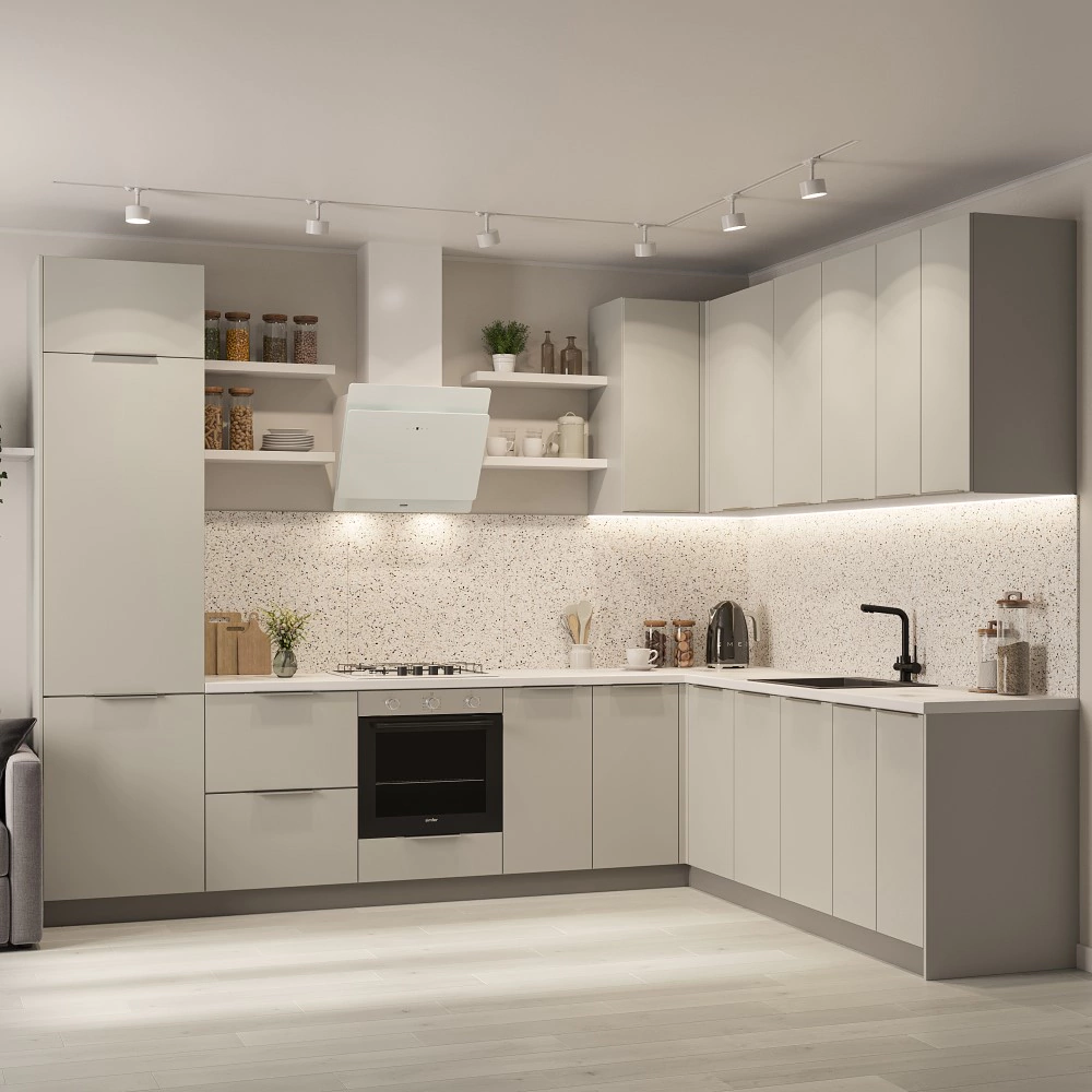 Фасад 916х446 мм Моно серо-бежевый матовый