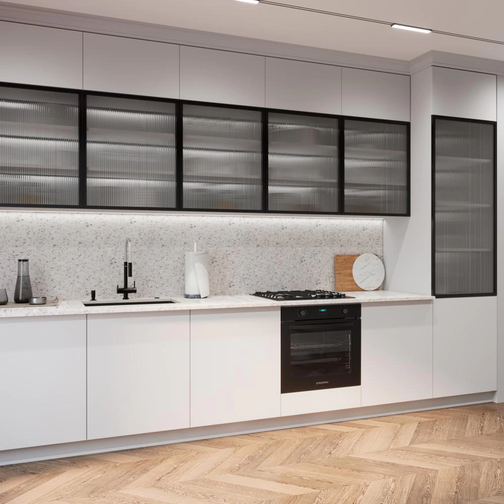 Фасад алюминиевый со стеклом 1317х597 мм Онда Блек