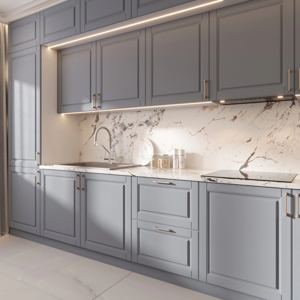 Фасад для выдвижного ящика 116х596 мм Классика Серо-Голубая