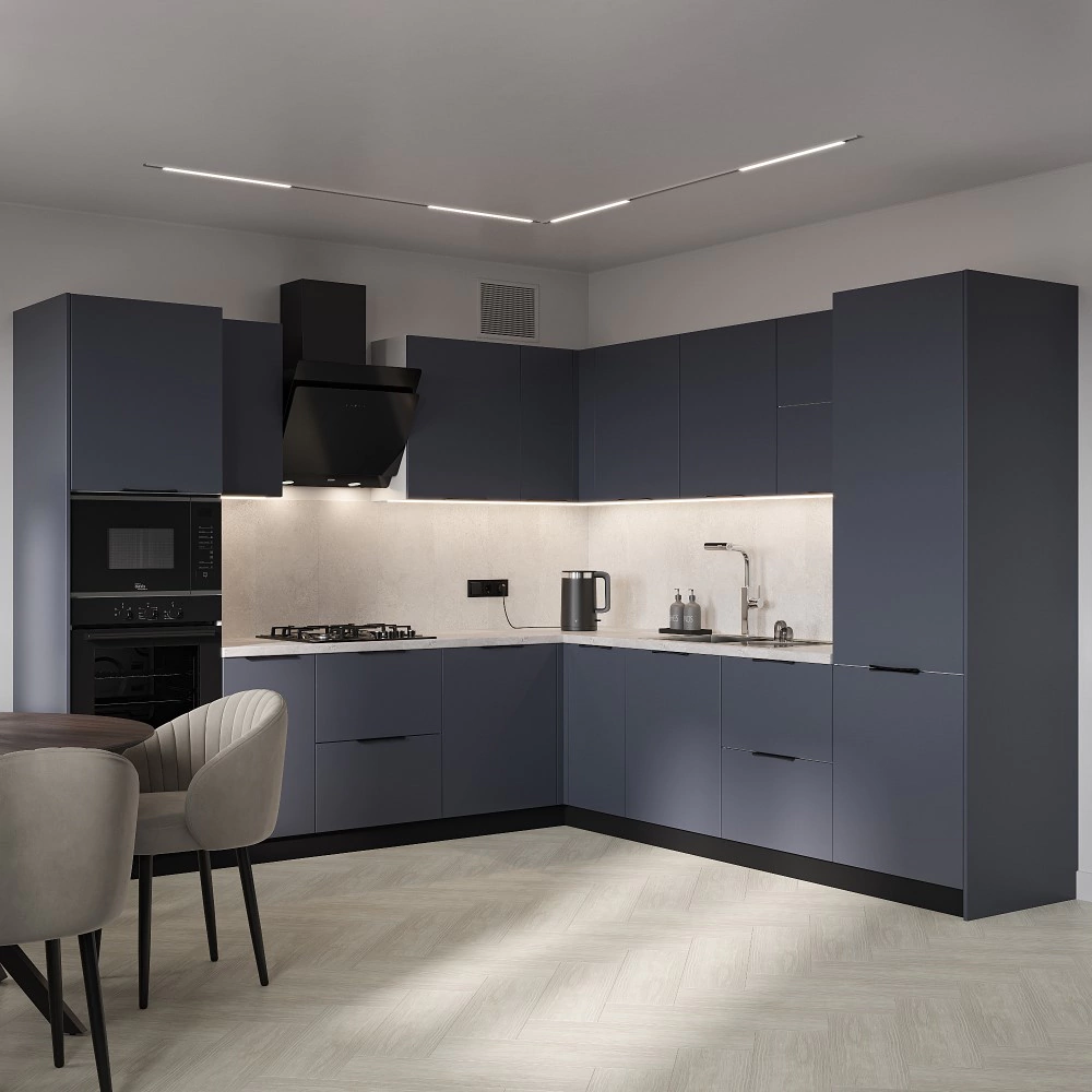 Фасад для выдвижного ящика 116х446 мм Моно матовый синий