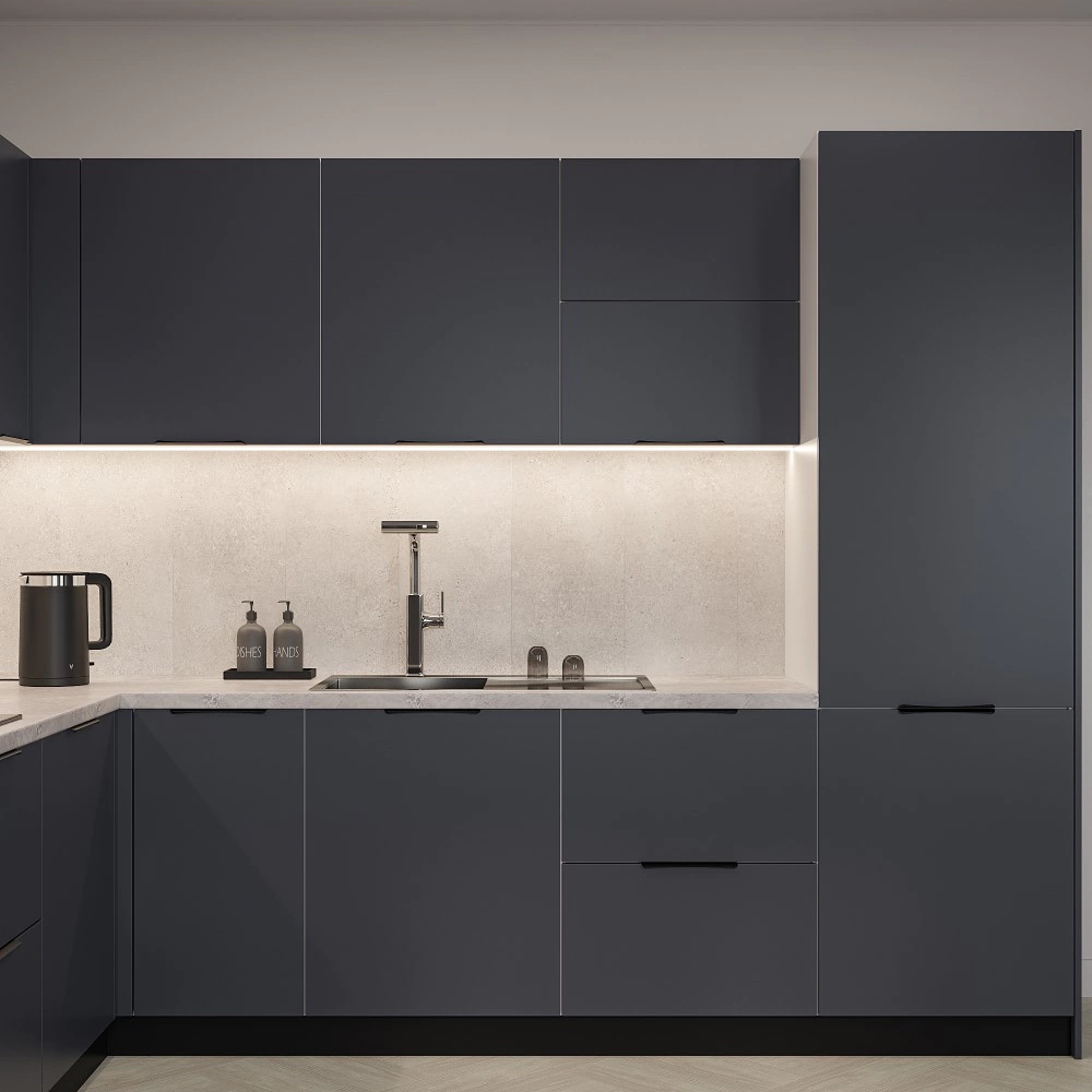 Фасад для выдвижного ящика 176х396 мм Моно матовый синий