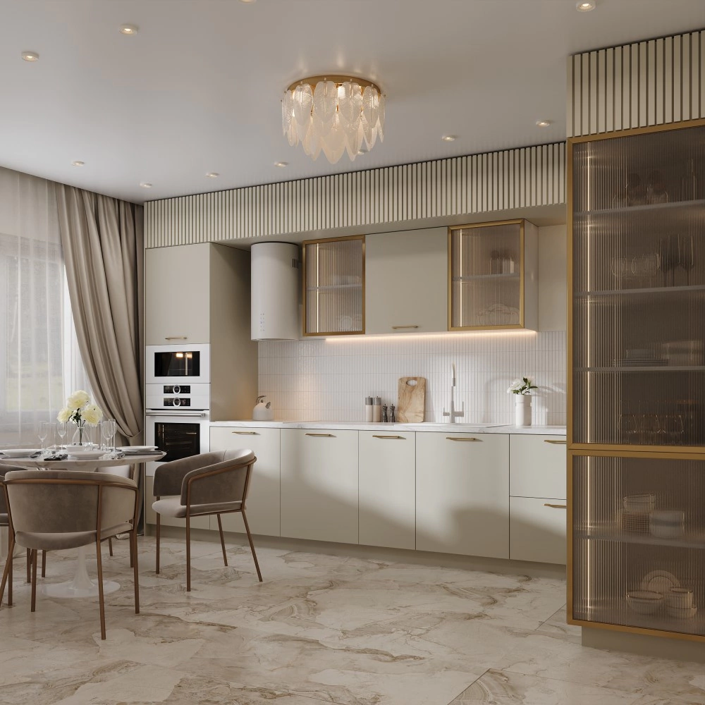 Фасад 916х296 мм Моно матовый крем