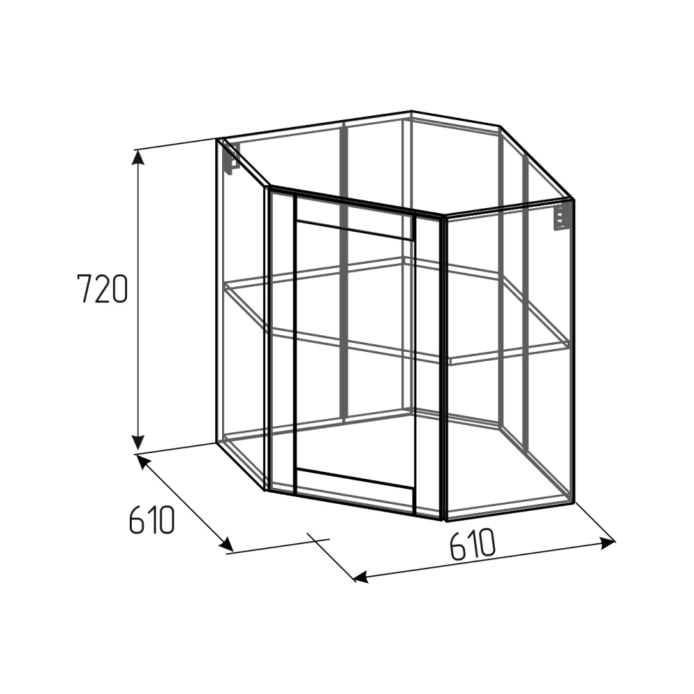 Шкаф навесной угловой KITRO Нева 61 см