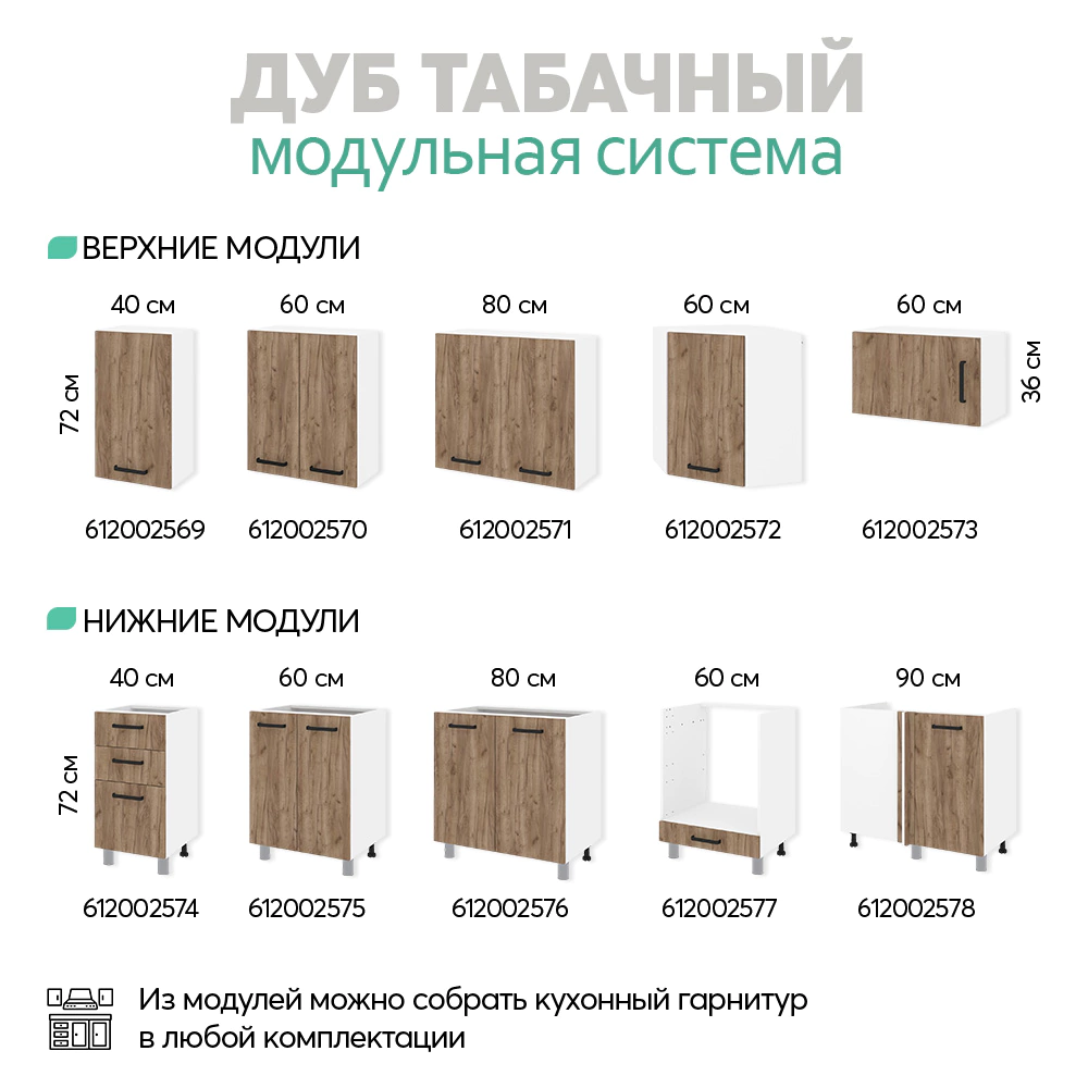 Шкаф навесной под вытяжку KITRO Дуб Табачный 60 см