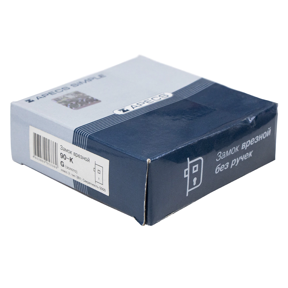 Замок врезной 90-K-G латунь APECS