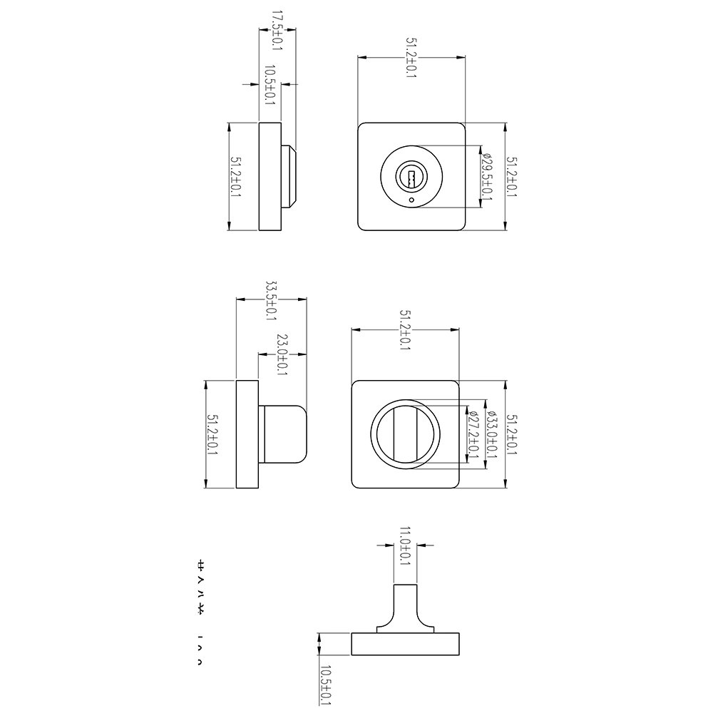 Завертка под ключ RENZ квадратная никель
