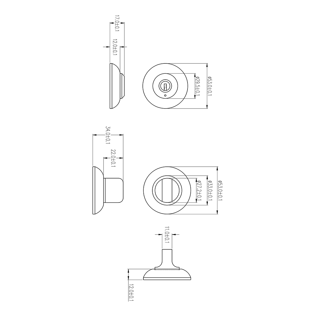 Завертка под ключ RENZ круглая черная