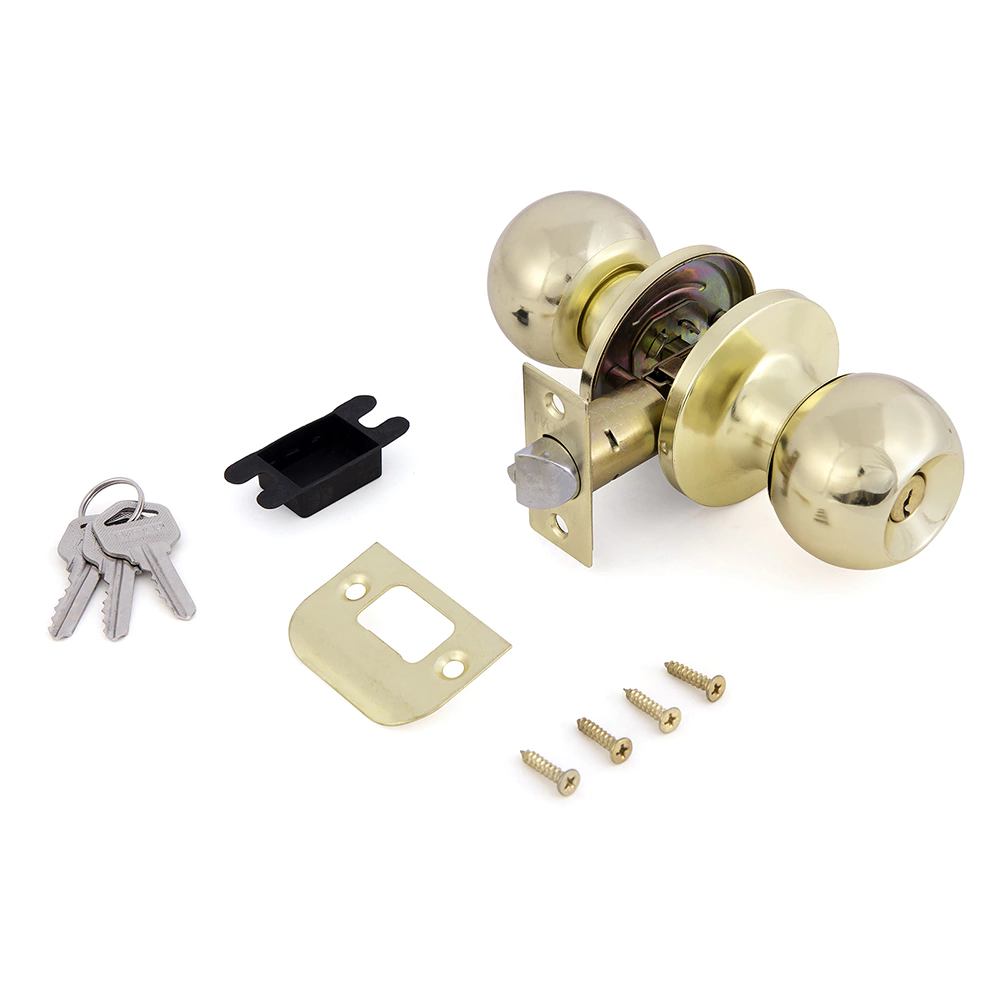 Комплект поворотных ручек с защелкой под ключ и заверткой Титан 706 золото