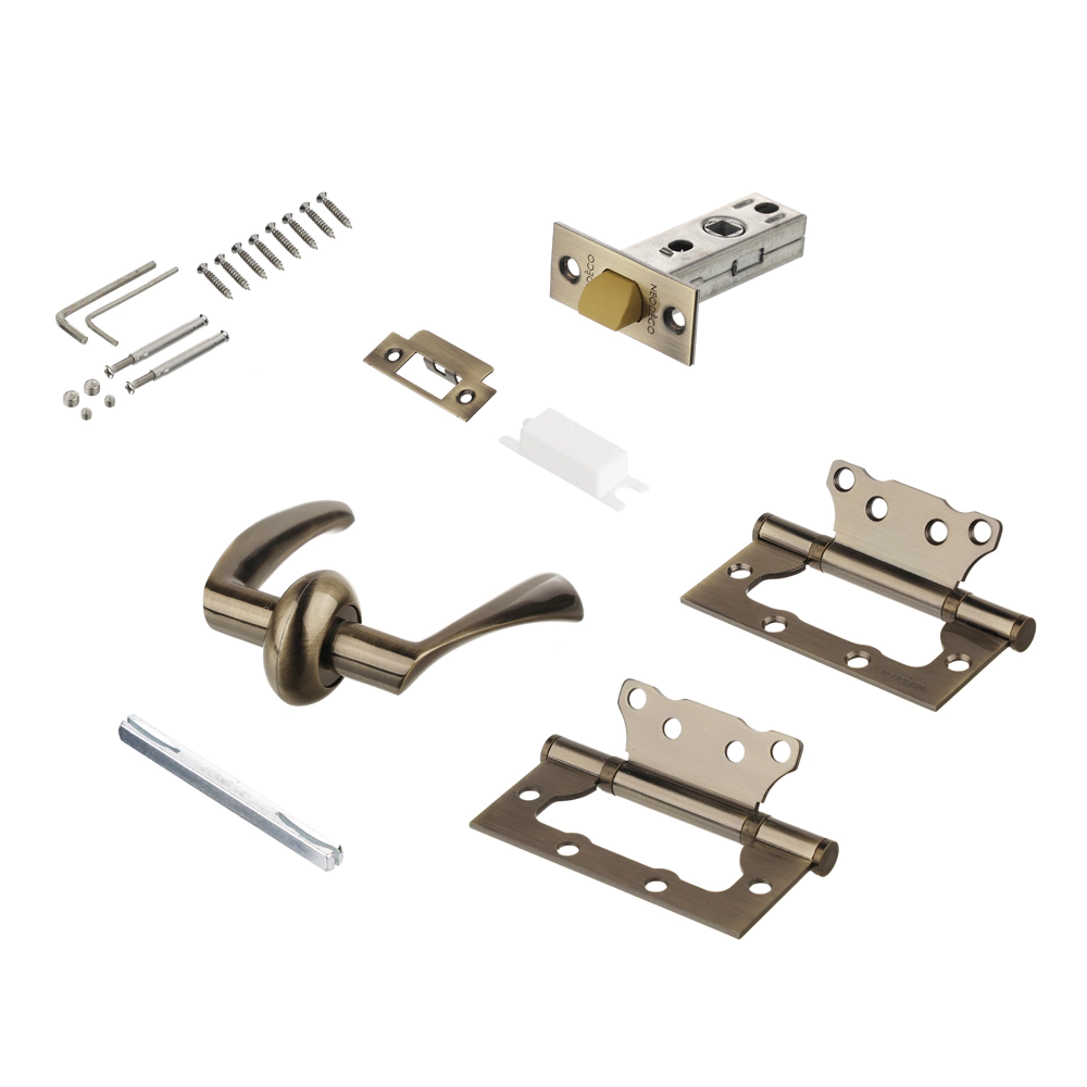 Комплект ручек с защелкой м/о 45 мм NEODECO Petal ES бронза