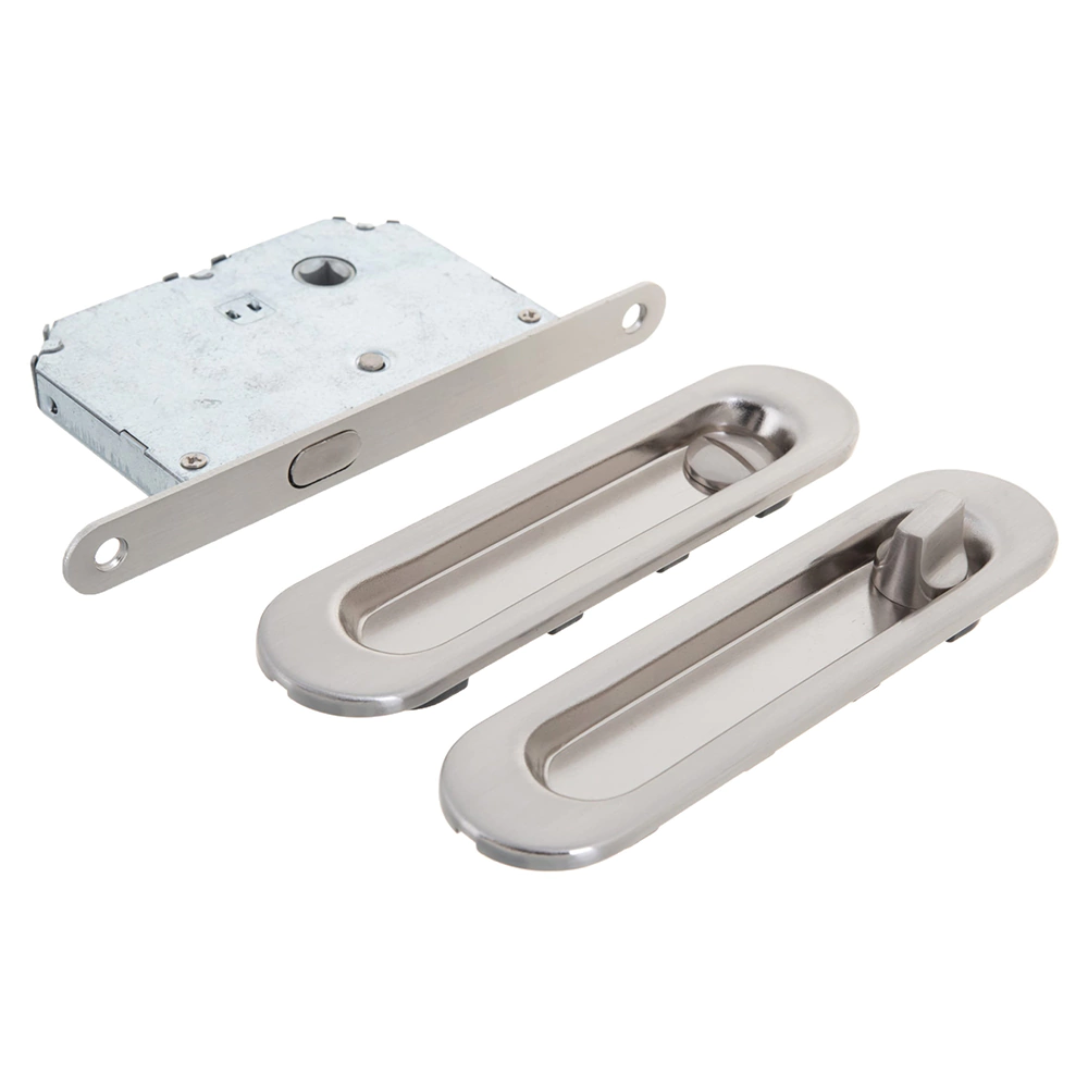 Ручки + замок для раздвижных дверей TIXX BK501 SN никель матовый