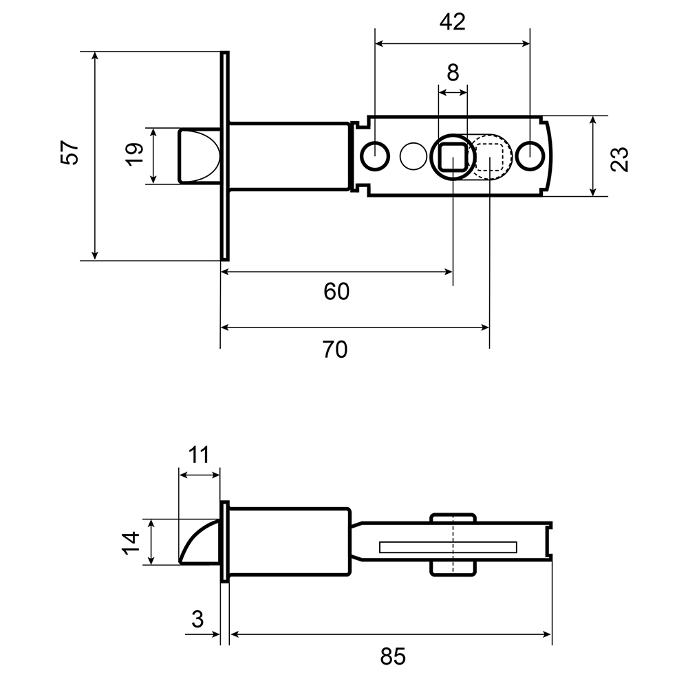 Комплект ручек с защелкой Титан 200 медь
