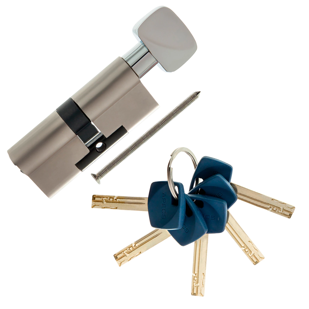 Цилиндр для замка 35х35 мм ключ-завертка APECS XR-70 никель