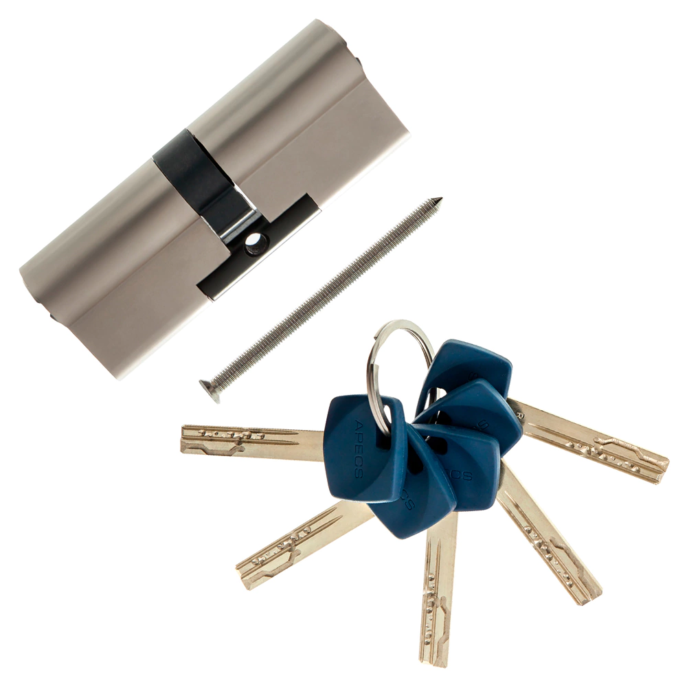 Цилиндр для замка 40х40 мм ключ-ключ APECS XR-80 никель