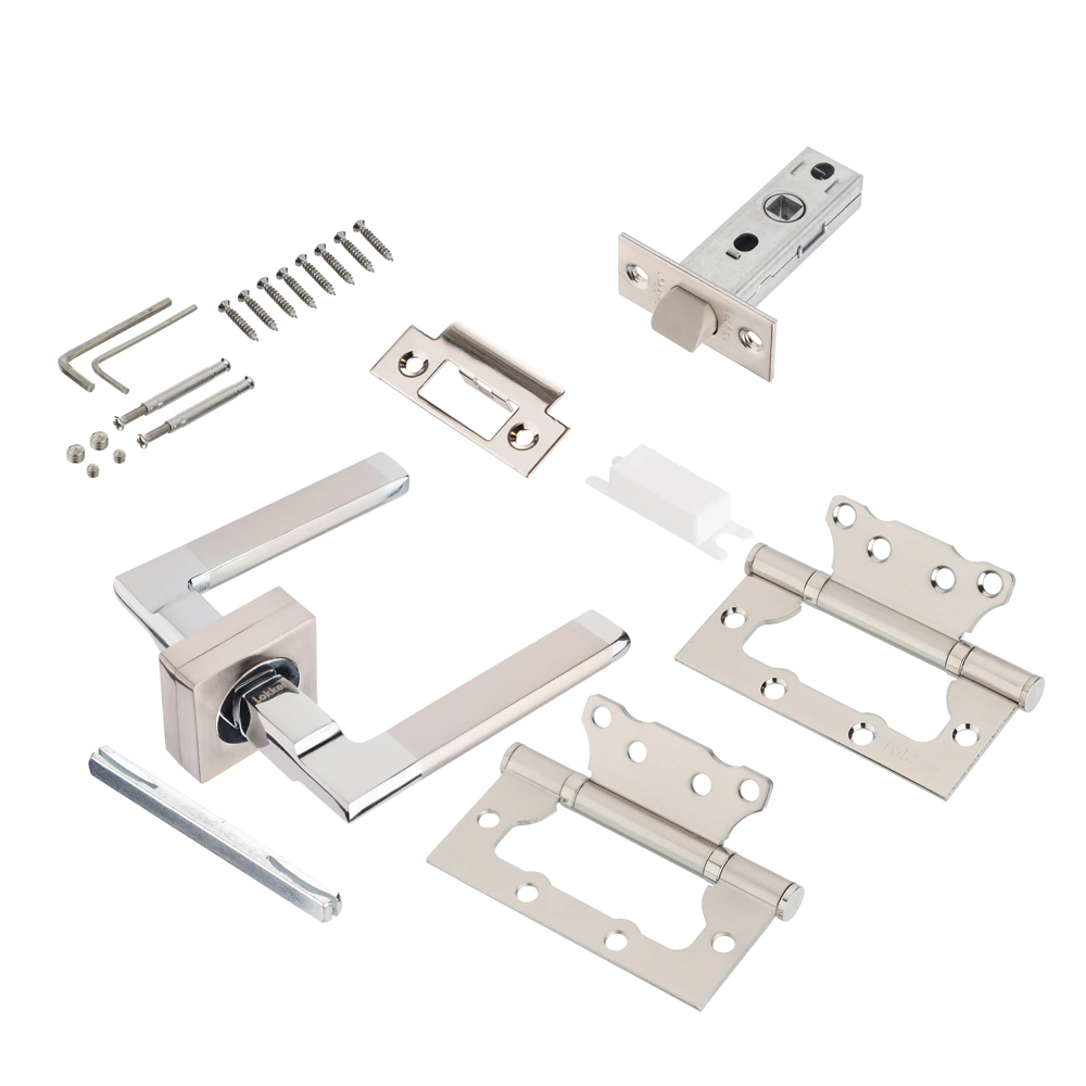 Комплект ручек с защелкой и петлями Lokker Castle EF хром/никель