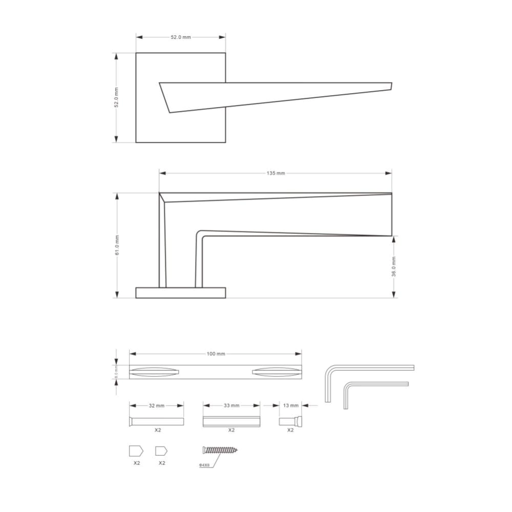 Дверные ручки Lokker Katydid EN сатинированное золото