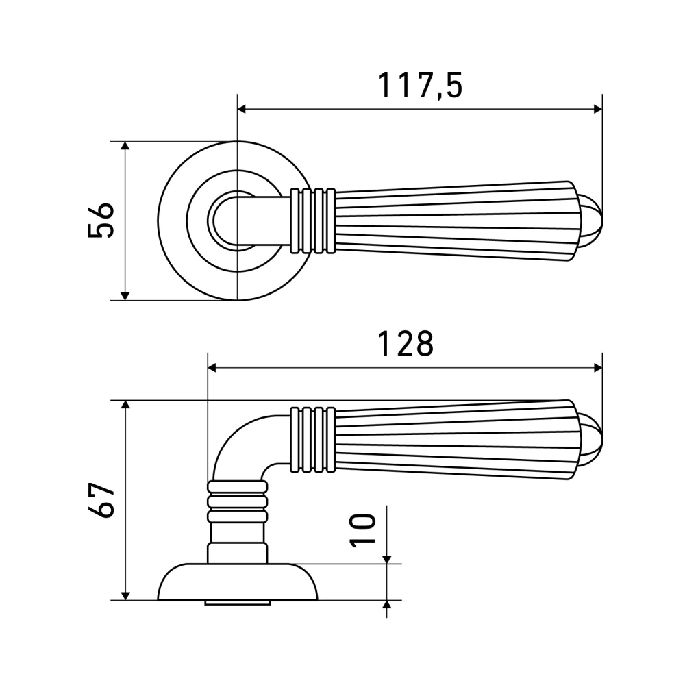 Дверные ручки Аллюр Эмита бронза
