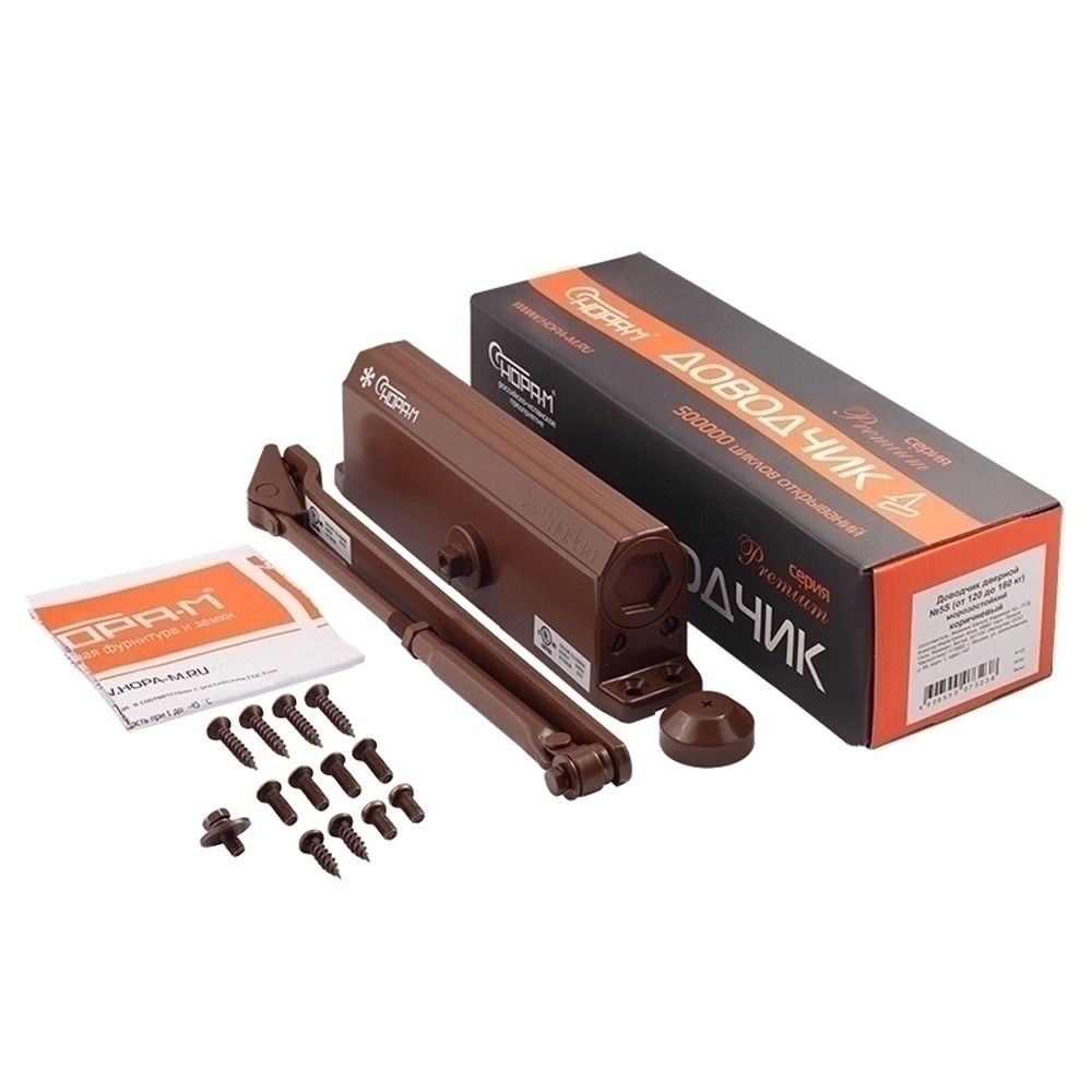 Доводчик дверной до 160 кг коричневый НОРА-М 5S