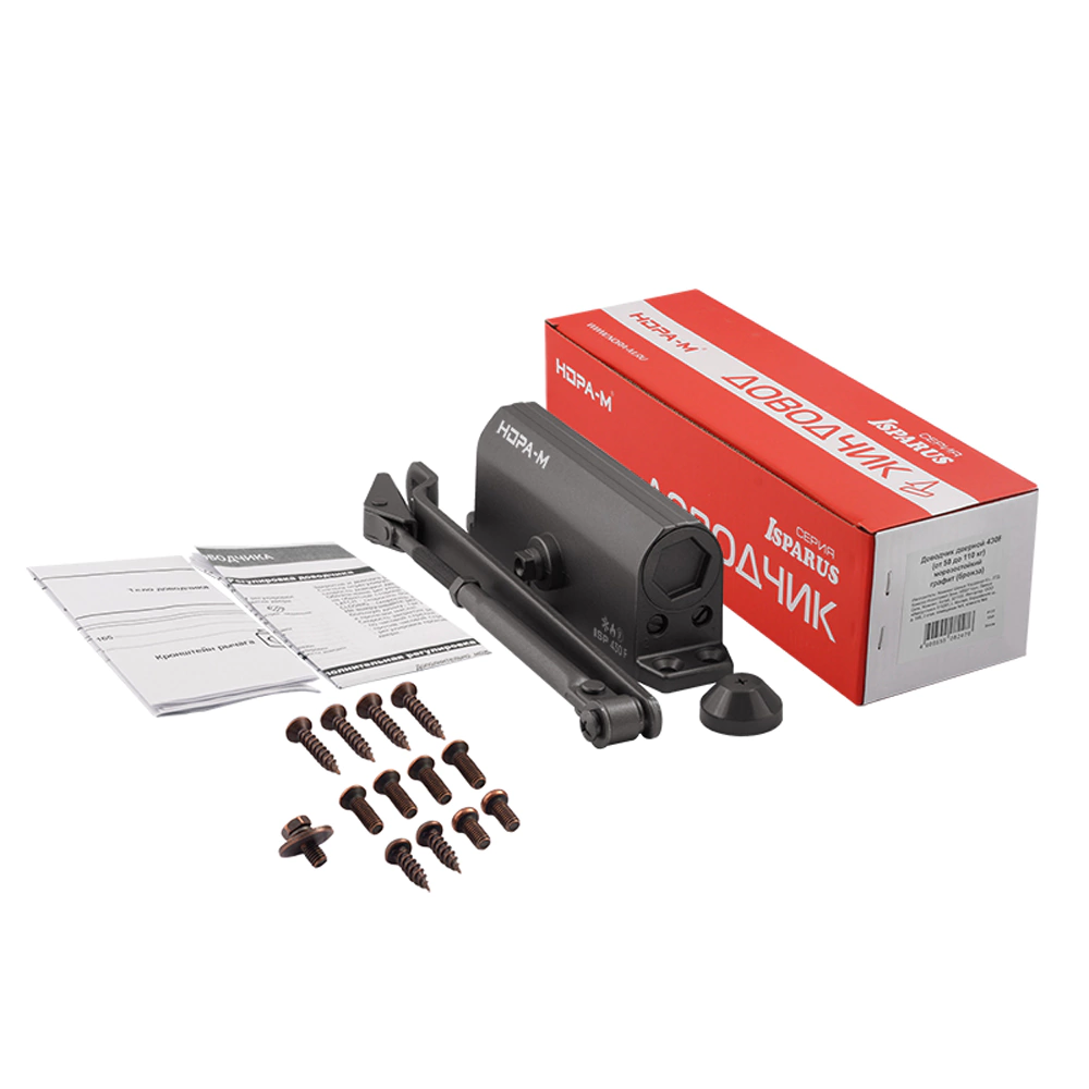 Доводчик дверной с фиксацией до 110 кг графит ISPARUS 430F