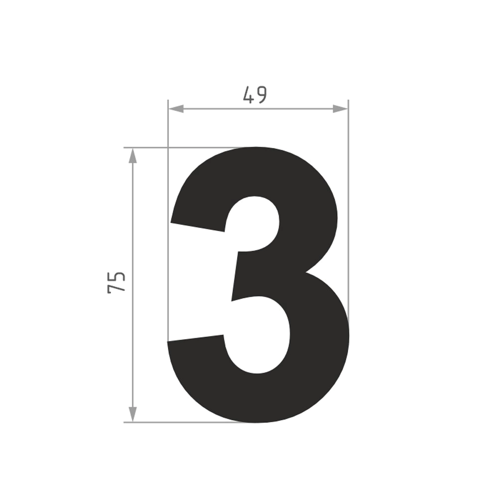 Номер на дверь самоклеящийся 3 нержавеющая сталь, хром НОРА-М