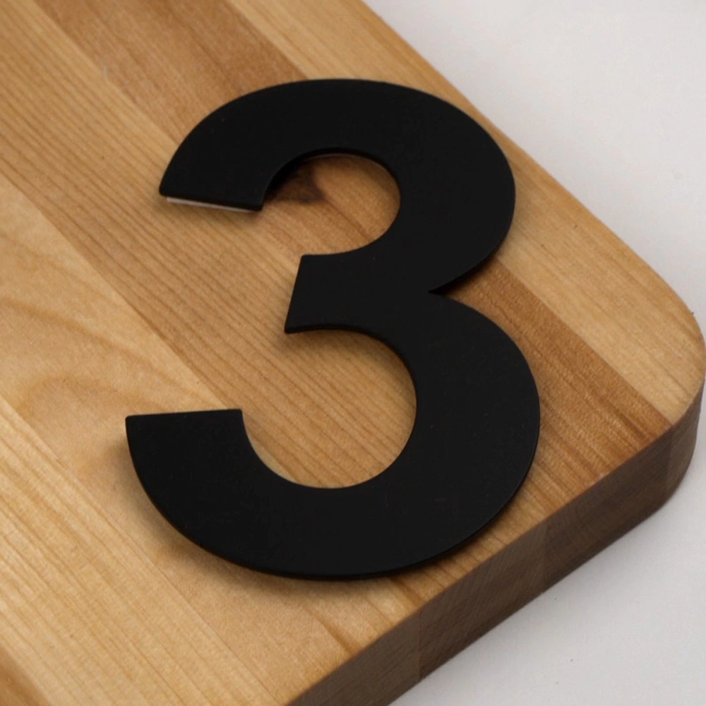 Номер на дверь самоклеящийся 3 нержавеющая сталь, черный НОРА-М