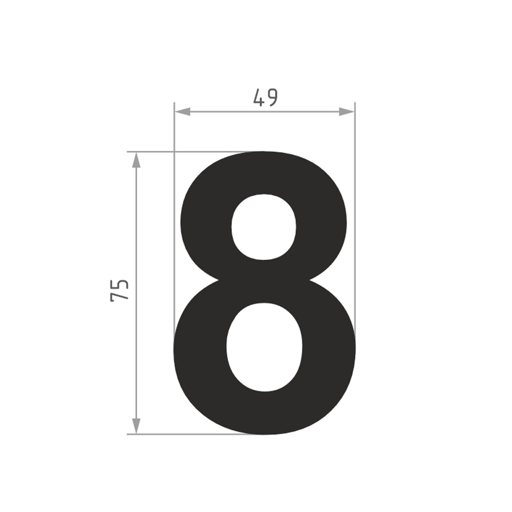 Номер на дверь самоклеящийся 8 нержавеющая сталь, черный НОРА-М